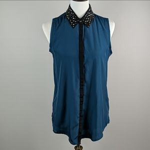 Rock & Republic Real Black Tank Jeweled Medium